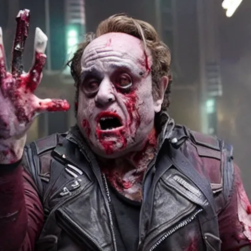 Image similar to film still of zombie danny devito as zombie starlord in guardians of the galaxy ( 2 0 1 4 )