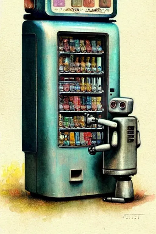 Image similar to ( ( ( ( ( 1 9 5 0 s robot vending machine. muted colors. ) ) ) ) ) by jean - baptiste monge!!!!!!!!!!!!!!!!!!!!!!!!!!!!!!