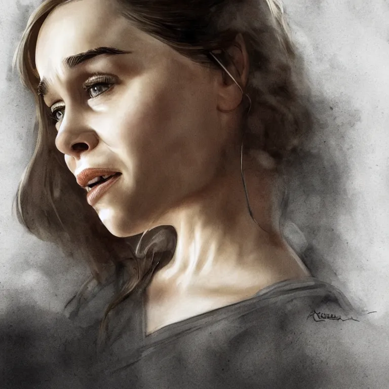 Prompt: a portrait of emilia clarke in style of charger, realism, emilia clarke