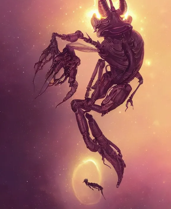 Image similar to simplicity, portrait of a adorable alien insect, childlike, milky way environment, ultra realistic, concept art, intricate details, cheerful, highly detailed, photorealistic, octane render, 8 k, unreal engine. art by artgerm and greg rutkowski and alphonse mucha