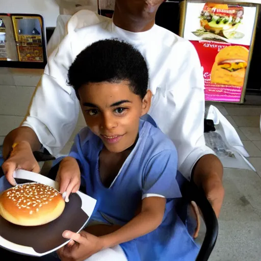 Image similar to Prince eating an burger