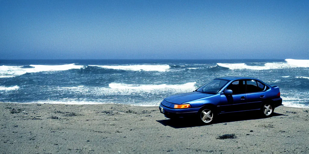 Prompt: photograph, 1999 Subaru GC8, cinematic, california coast, ocean view, 8k, depth of field, bokeh.