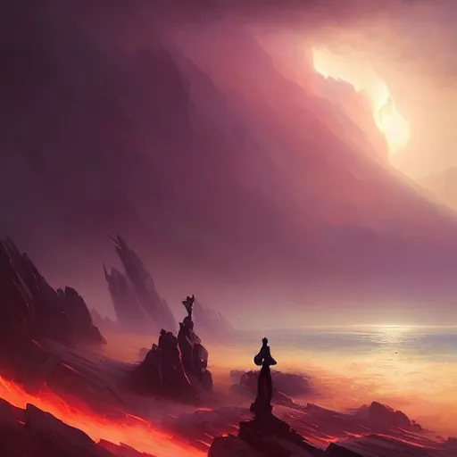 Image similar to ''cinematic shot'' of our world ending made by ivan aivazovsky, peter mohrbacher, greg rutkowski volumetric light effect broad light oil painting painting fantasy art style sci - fi art style realism premium prints available artwork unreal engine