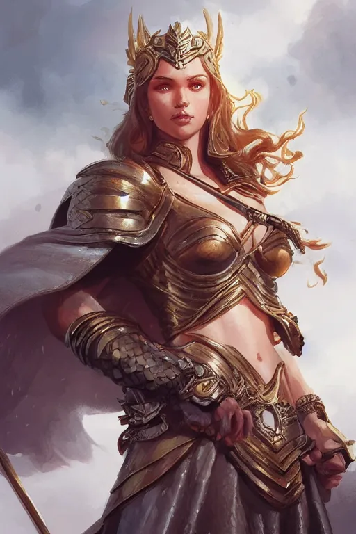 Image similar to amazon valkyrie athena, d & d, fantasy, portrait, highly detailed, headshot, digital painting, trending on artstation, concept art, sharp focus, illustration, art by artgerm and greg rutkowski and magali villeneuve