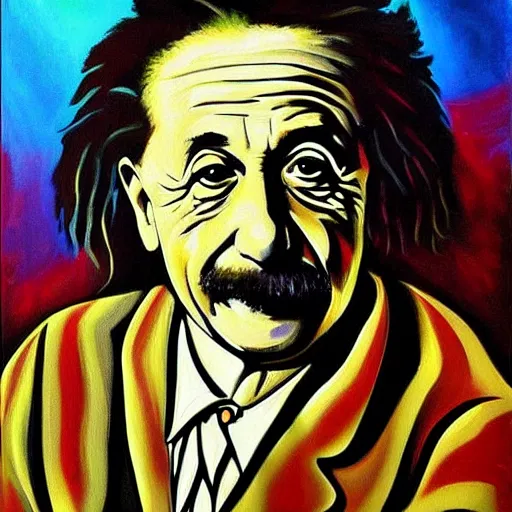Prompt: Albert Einstein painting monalisa