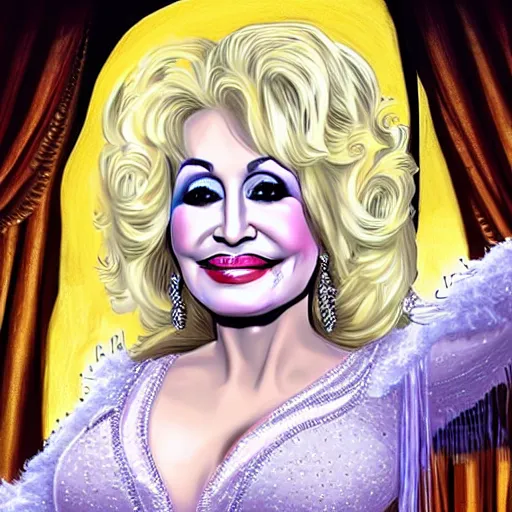 Image similar to dolly parton as queen of america, photorealistic,