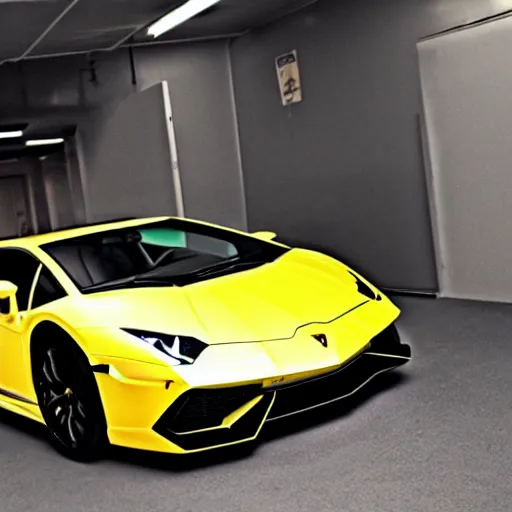 Prompt: a lamborghini in the backrooms