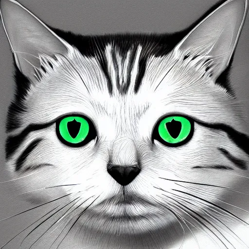 Image similar to Cat, digital art , highly detailed , high contrast, beautiful lighting, award winning , trending on art station, photorealistic, 8k