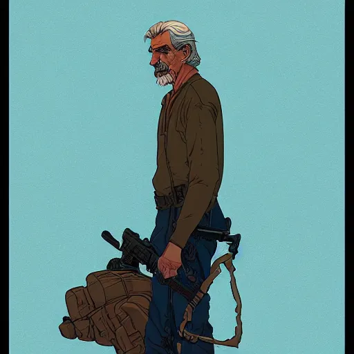 Prompt: Sam Elliot 2d illustration by Feng Zhu and Loish and Laurie Greasley, Victo Ngai, Andreas Rocha, John Harris, artstation, sharp focus