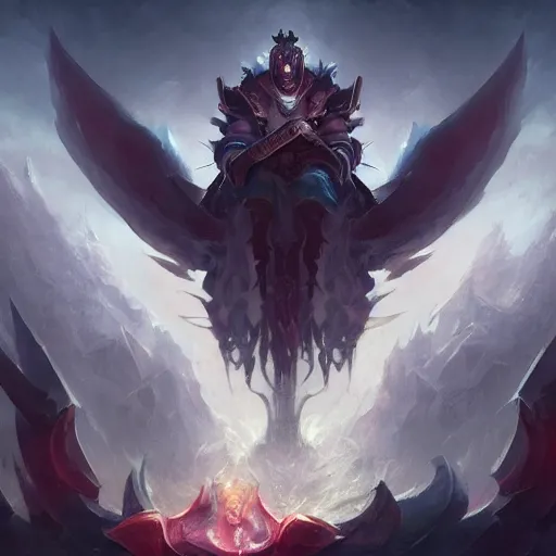 Prompt: Lord from hell on the throne, league of legends wallpapers, piotr jablonski, greg rutkowski