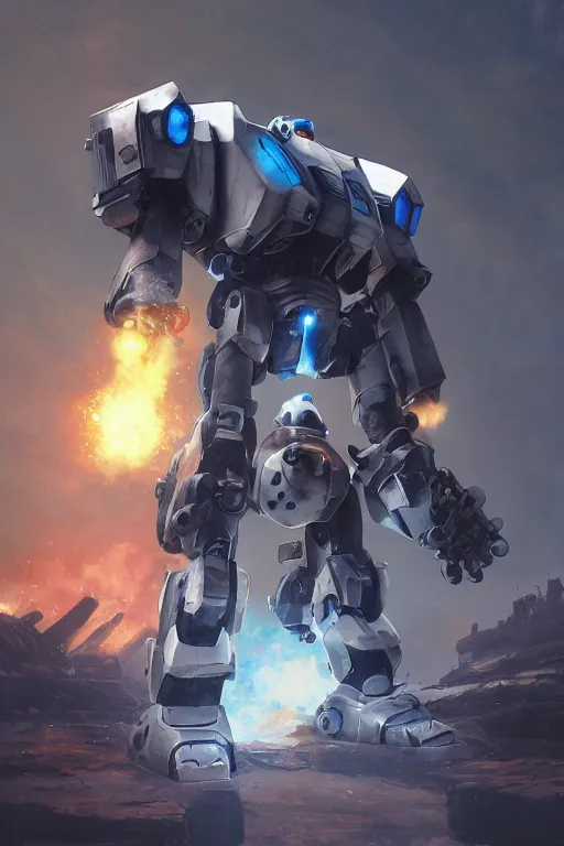 Image similar to mechwarrior 5 : mercenaries mech megaman transformer robot boss tank engine game octane render, 4 k, hd 2 0 2 2 3 d cgi rtx hdr style chrome reflexion glow fanart jesper ejsing, by rhads, makoto shinkai borderlands and by feng zhu rossdraws artstation by digital cinematic pixar and disney unreal zbrush central hardmesh