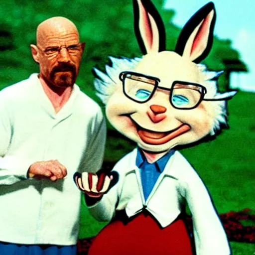 Image similar to Bugs Bunny hanging out with Walter White