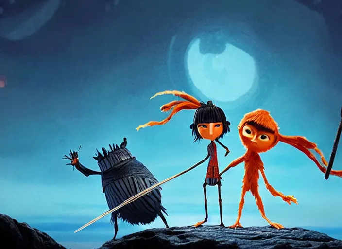 Image similar to A very high resolution image from a new movie, stop motion, Animated film Kubo, Kubo and the Two Strings, directed by wes anderson