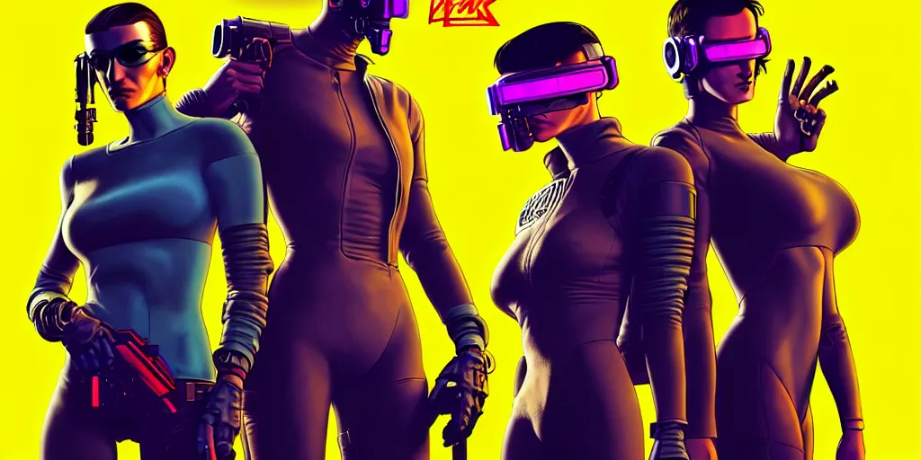 Image similar to cyberpunk heist crew. portrait by stonehouse and mœbius and will eisner and gil elvgren and pixar. character design. realistic proportions. dystopian. cyberpunk 2 0 7 7 character art, blade runner 2 0 4 9 concept art. cel shading. attractive face. thick lines. hi def 4 k. the team. detailed interesting characters. realistic expressive faces.