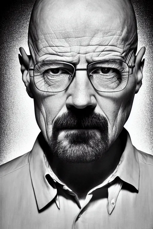 Image similar to Walter White portrait photo by Mark Mann and Lorenzo Agius , award winning, atmosphere, lighting, 1x