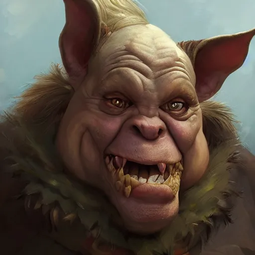 Prompt: a realistic portrait of a fat goblin king, by justin gerard and greg rutkowski, digital art, realistic painting, dnd, character design, trending on artstation