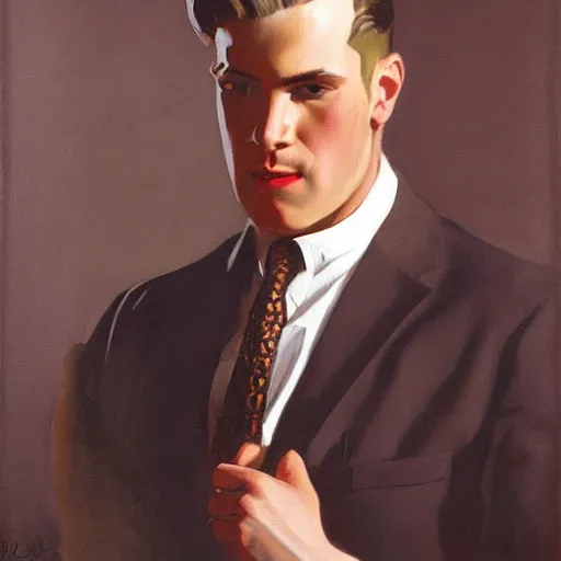 Image similar to a painting of a handsome man in a shirt and tie by leyendecker