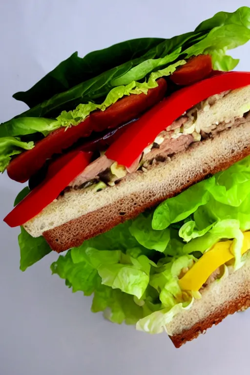 Image similar to alien sandwich, yellow meat and lettuce