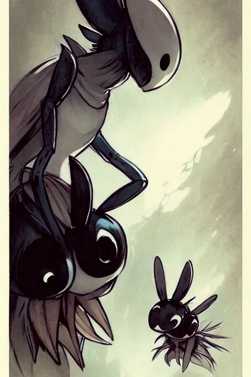 Image similar to ( ( ( ( ( 1 9 5 0 s hollow knight new characters. muted colors. ) ) ) ) ) by jean - baptiste monge!!!!!!!!!!!!!!!!!!!!!!!!!!!!!!