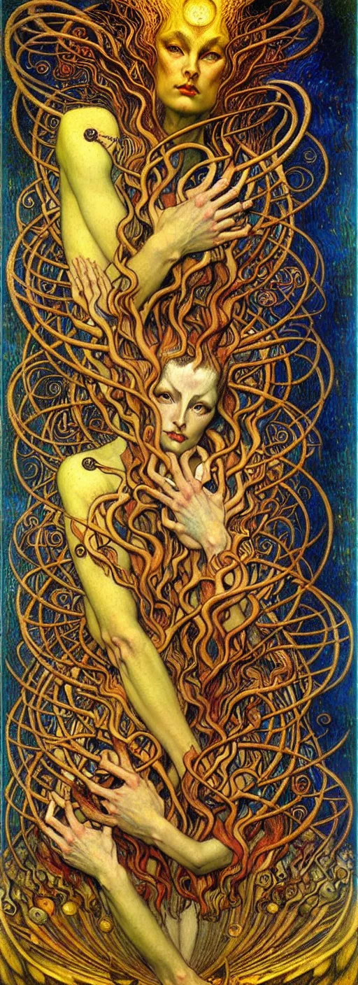 Image similar to Divine Chaos Engine by Karol Bak, Jean Delville, William Blake, Gustav Klimt, and Vincent Van Gogh, symbolist, visionary