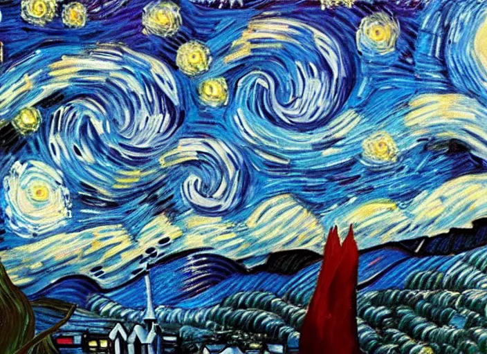 Image similar to close up still, starry night and a sea, beautiful!!!!!!!!! oil painting, trending on artstation, hd, 4 k, million of likes