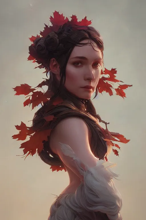 Image similar to goddess of the autumn twilight, highly detailed, digital painting, artstation, concept art, smooth, sharp focus, elegant, illustration, unreal engine 5, 8 k, art by artgerm and greg rutkowski and edgar maxence