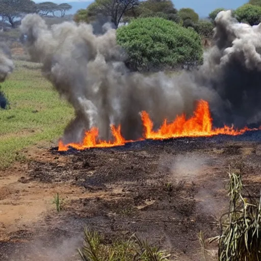 Prompt: someone didn't bless the rains down in africa, therefore setting africa on fire