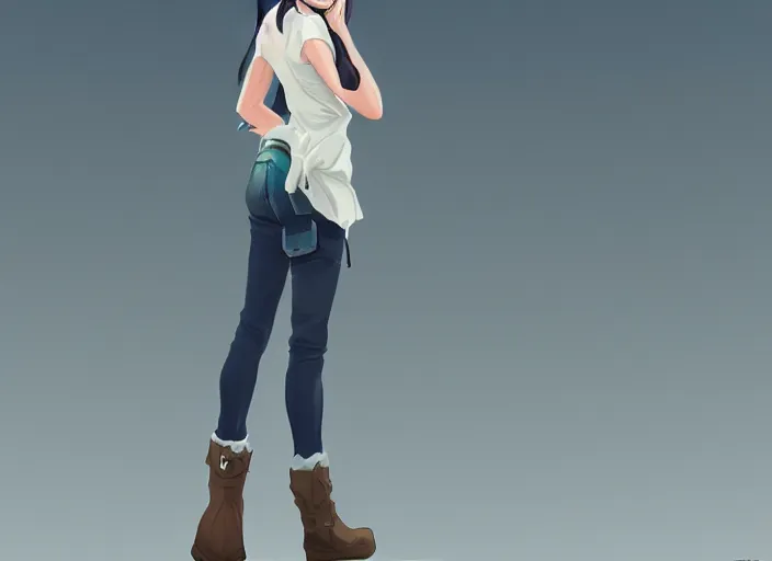 Image similar to tomboy fantasy character, a fantasy digital painting by Makoto Shinkai, trending on Artstation, highly detailed