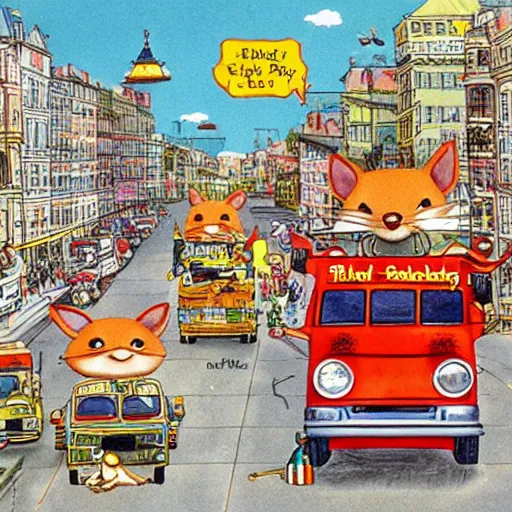 Prompt: The busy world of Richard Scarry