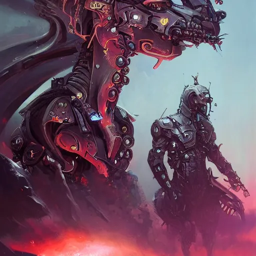Prompt: a portrait of a sinister cybernetic horsemen of the apocalypse, cyberpunk concept art by pete mohrbacher and seb mckinnon and beksinski and josan gonzales, digital art, highly detailed, intricate, sci-fi, sharp focus, Trending on Artstation HQ, deviantart, unreal engine 5, 4K UHD image