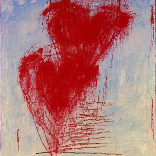 Image similar to the guy sends his love to the girl, art by cy twombly