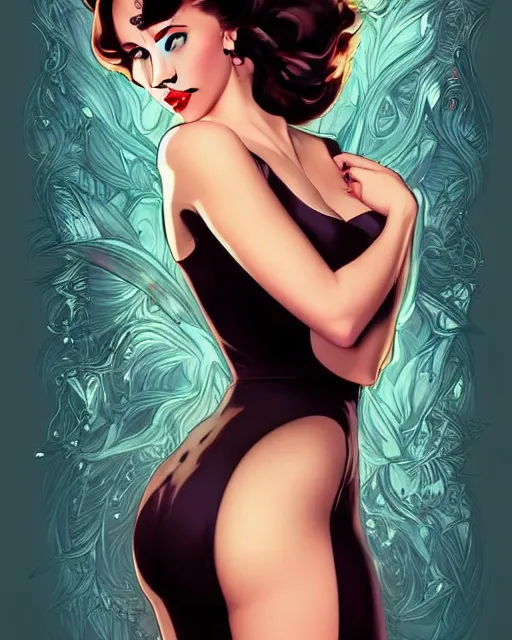 Image similar to a pin up and beautiful fashion charming dreamlke jennifer connelly, symmetrical face symmetrical eyes, character art, art by artgerm lau and wlop and and ilya kuvshinov and john singer sargent, joshua middleton comic art, frostbite 3 engine