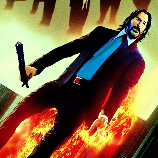 Prompt: A movie poster for the upcoming film 'John Wick 5: John Wick Fights Godzilla'(2022)