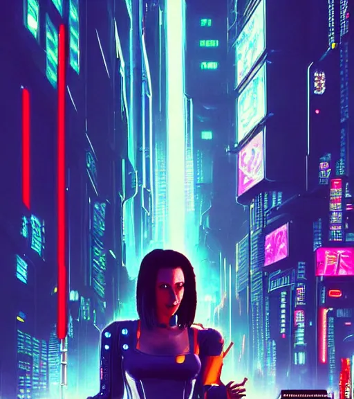 Image similar to a portrait of a cyberpunk person, Night City, cyberpunk 2077, very very coherent painting, 1979 OMNI Magazine Cover, street level neo-Tokyo in Cyberpunk 2077 style by Vincent Di Fate by mark arian by artgerm, 4k, 8k, HD, trending on artstation