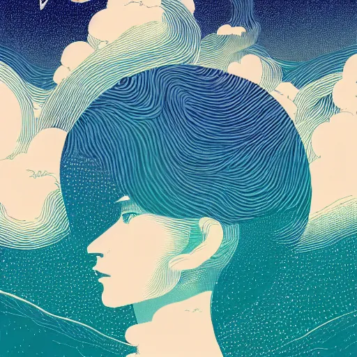 Image similar to a wandering mind, logo without text, simple white background victo ngai, kilian eng, trending on artstation