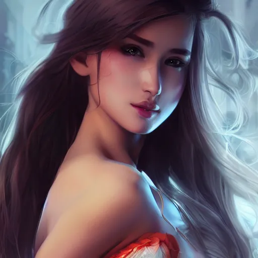 Image similar to a beautiful girl， by Artgerm Lau，hyperdetailed, trending on artstation, trending on deviantart