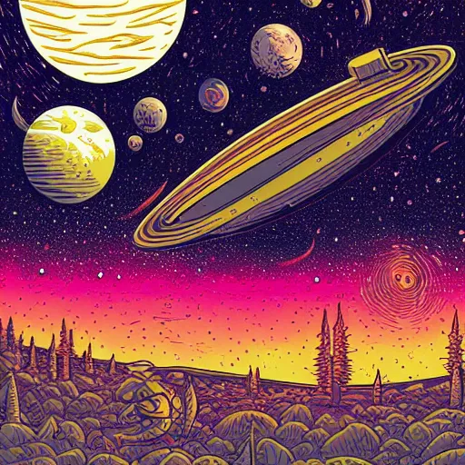 Image similar to Liminal space in outer space by Dan Mumford