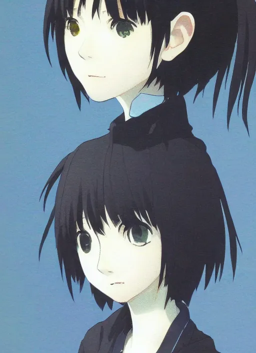 Prompt: a portrait of lain iwakura, finely detailed features, perfect art, trending on pixiv fanbox, by makoto shinkai takashi takeuchi studio ghibli, akihiko yoshida