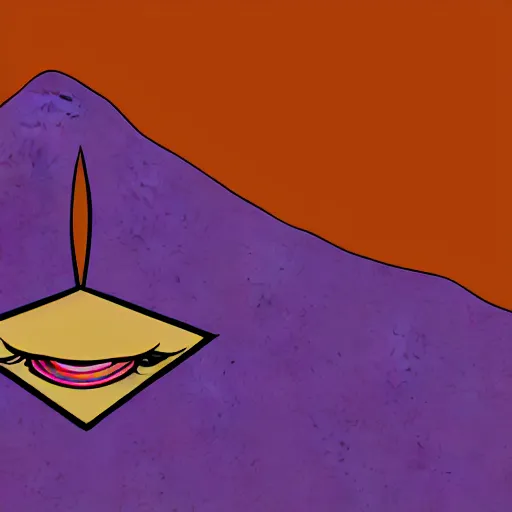 Image similar to concept art of a movie about illuminati, purple mountains in the background and all - seeing eye in the foreground, professional drawing, highly detailed, award winning digital art