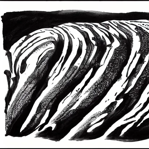 Prompt: Precambrian sea in sumi ink