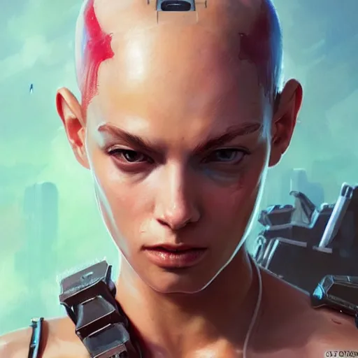 Prompt: tank girl, highly detailed, half human / cyborg, power implants, full body transmogrify, beautiful, mesmerising, look of desire, loving stare, digital painting, trending on artstation, concept art, 4 k, sharp focus, illustration, art by greg rutkowski and magali villeneuve