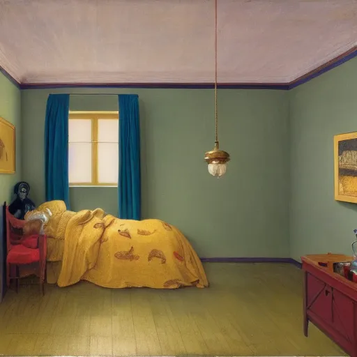 Image similar to golden dragon in a room, daguerreotype by edward hopper, by henri rousseau, by Bosch, by Klimt, art noveau, highly detailed, strong lights, liminal, eerie, Bright pastel colors, octane render, 8k