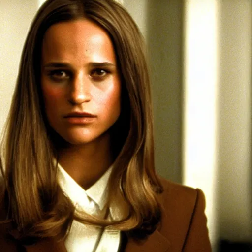 Prompt: Alicia Vikander, Patrick Bateman in American Psycho (1999)