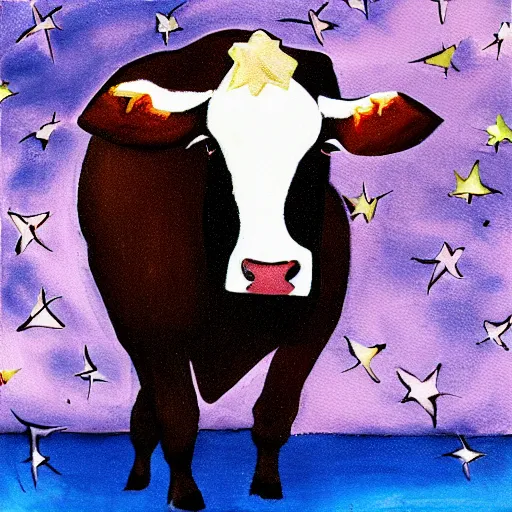 Prompt: cow in space by laurel d austin
