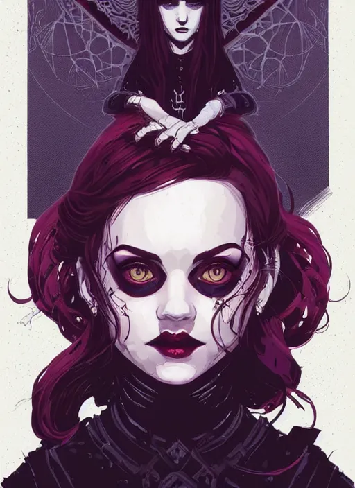 Image similar to portrait of beautifull goth maiden, cute face. dark fantasy, d & d, artstation, art by petros afshar, tom whalen, laurie greasley and greg rutkowski and ilya kuvshinov