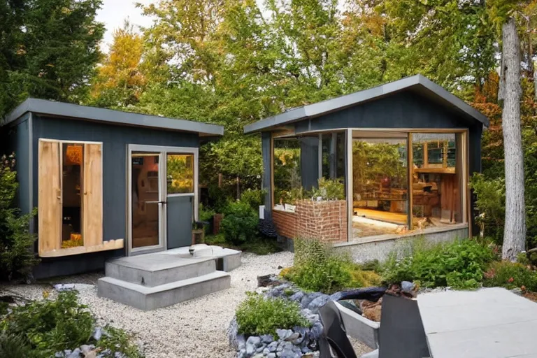 Image similar to modern backyard shed with quaint details in a canadian backyard