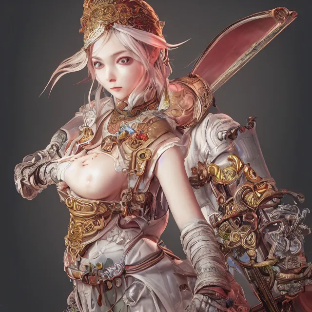 Image similar to studio portrait of neutral good colorful female cleric bard healer as absurdly beautiful, elegant, young skinny gravure idol, ultrafine realistic face illustration by kim jung gi, irakli nadar, intricate linework, sharp focus, bright colors, matte, octopath traveler, final fantasy, unreal engine highly rendered, global illumination, radiant light, intricate environment