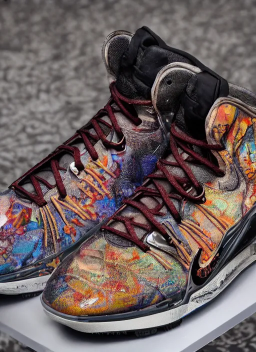 Image similar to hyperrealistic and heavy detailed nike shoe of travis scott, leica sl 2 5 0 mm, vivid color, high quality, high textured, real life