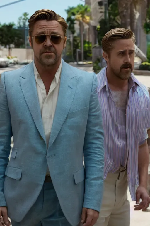 Image similar to Russell Crowe and Ryan Gosling in The Nice Guys (2016), cinematography, movie stills