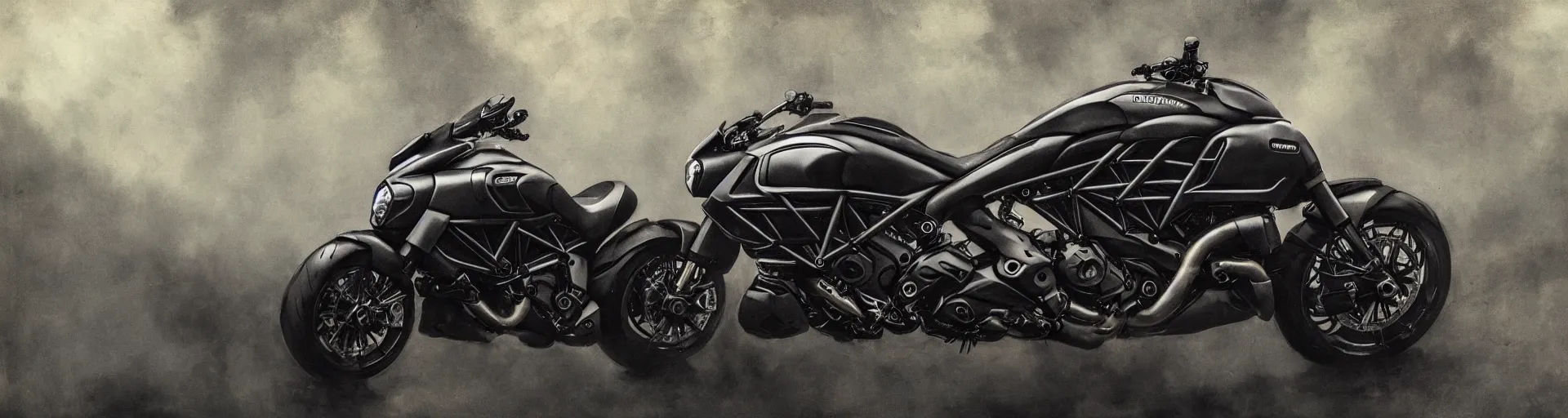 Image similar to ducati diavel. dark colors. menacing. haunting. frightening. trending on artstation. award winning. artgem. greg rutkowski. beksinski. extremely detailed. 4 k.